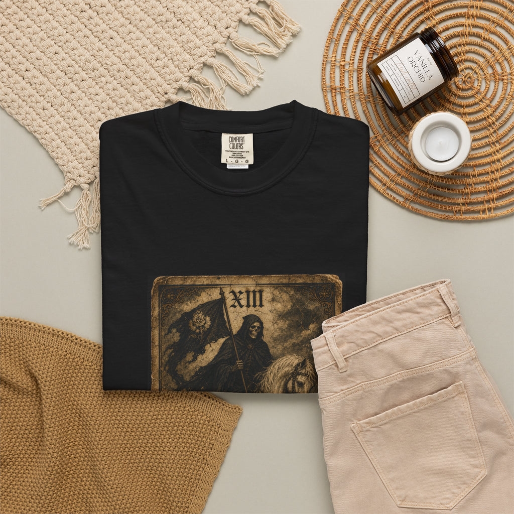 Tarot Death Card T-Shirt — Vintage Gothic Rider XIX Graphic Tee